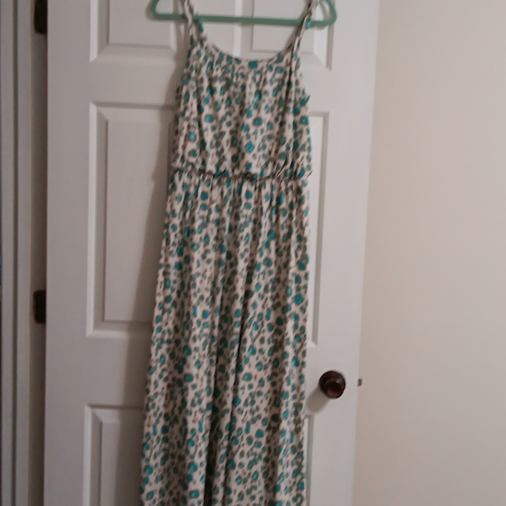 Teal And Cream Animal Print Maxi Dress